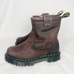 Dr. Martens Dark Brown Boots with Yellow Accents 4